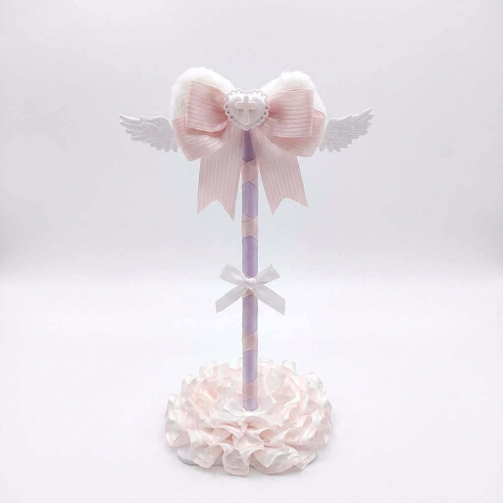 Pink Lace Angel Wings Headphone Stand — Kawaii Gaming Headset Holder