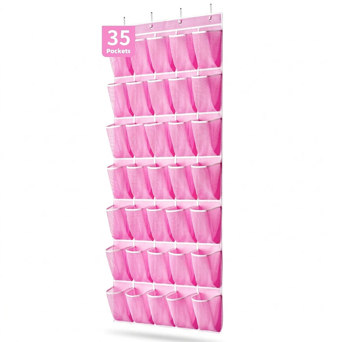 35-Pocket Over-the-Door Shoe Organiser – Breathable Mesh Hanging Storage
