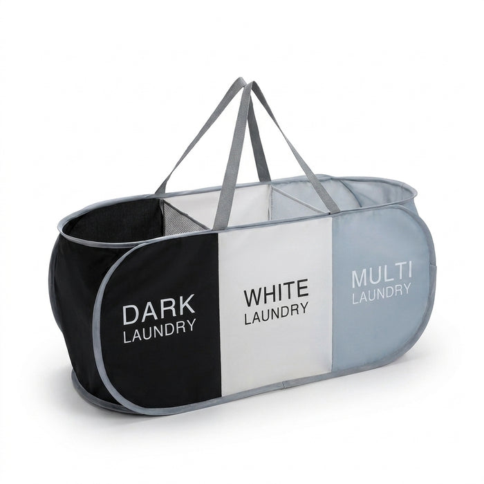Large Foldable Laundry Hamper with Handles — Fabric Sorting Basket, Collapsible Organiser