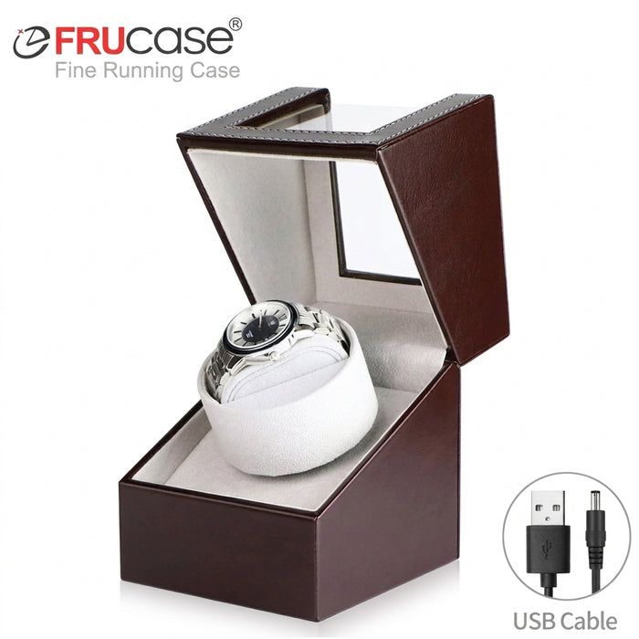 PU Watch Winder for Automatic Watches — 1 or 2 Watch Options, Two Rotation Modes