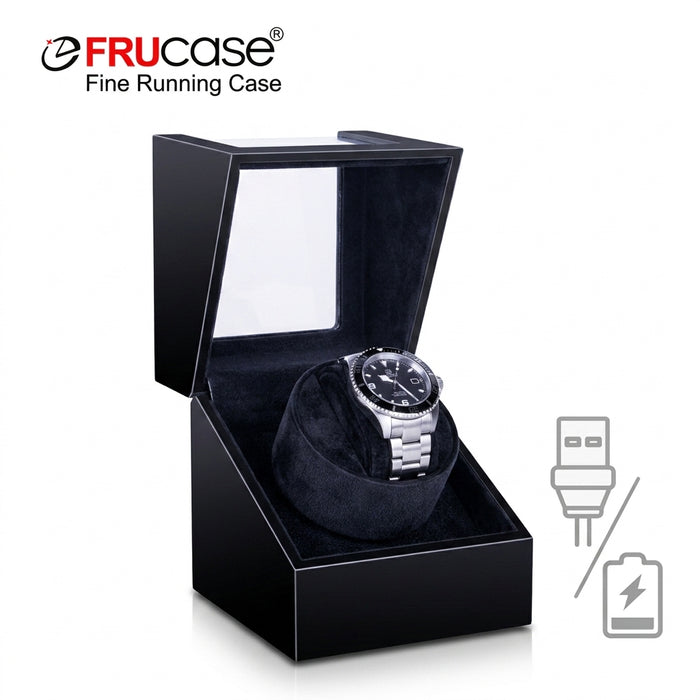 FRUCASE Wooden Watch Winder for Automatic Watches — USB or AA Battery Option