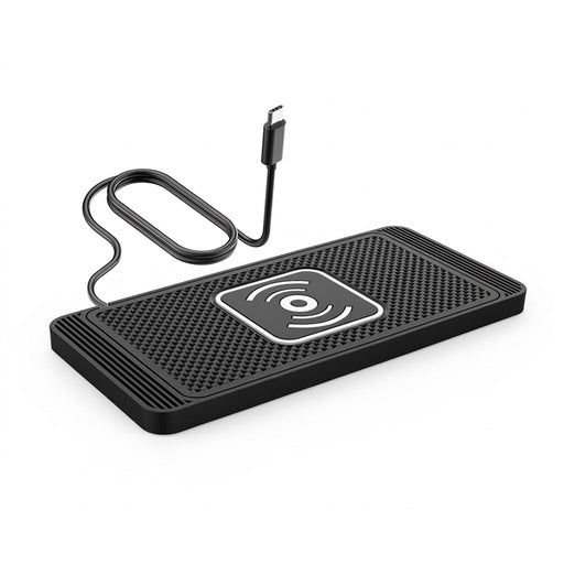 Silicone Car Wireless Charging Pad — Non‑Slip 15W Qi Fast Charger for iPhone, Samsung & Xiaomi
