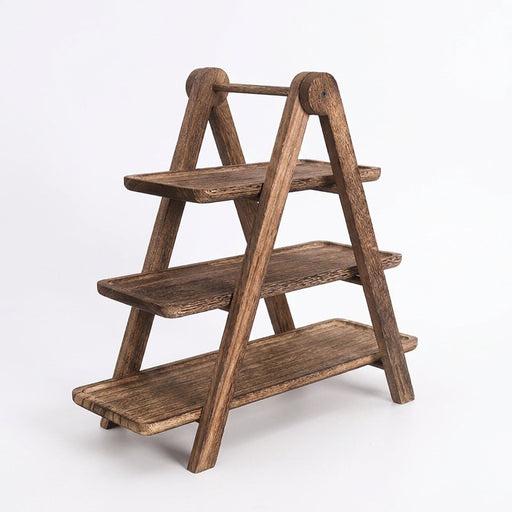 Natural Paulownia Wood 3-Tier Cake Stand — Space-Saving Kitchen Rack