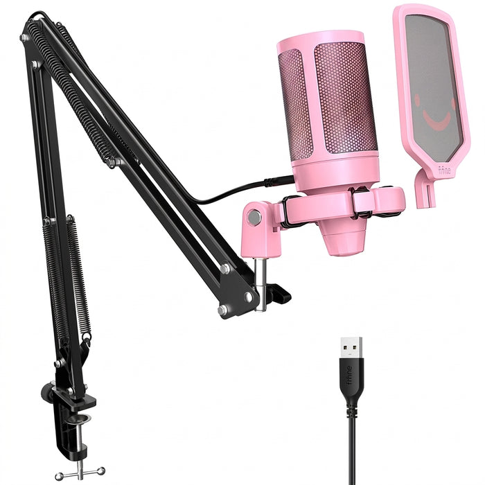 FIFINE A6T USB Gaming Microphone Kit with RGB, Cardioid Condenser & Boom Arm