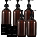 Set of 5 Amber 500ml Refillable Pump Bottles – Empty Dispensers for Shampoo, Conditioner, Hand & Dish Soap