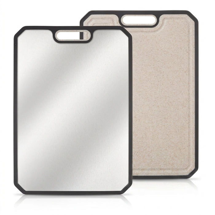 Titanium Double-Sided Cutting Board with Deep Juice Grooves & Handles — 25 x 38 x 1.2 cm