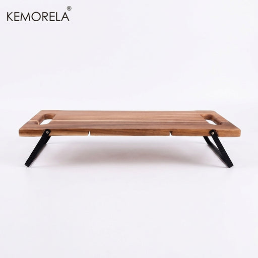 Acacia Wood Charcuterie Board with Handles & Folding Legs — Rectangular Serving Tray
