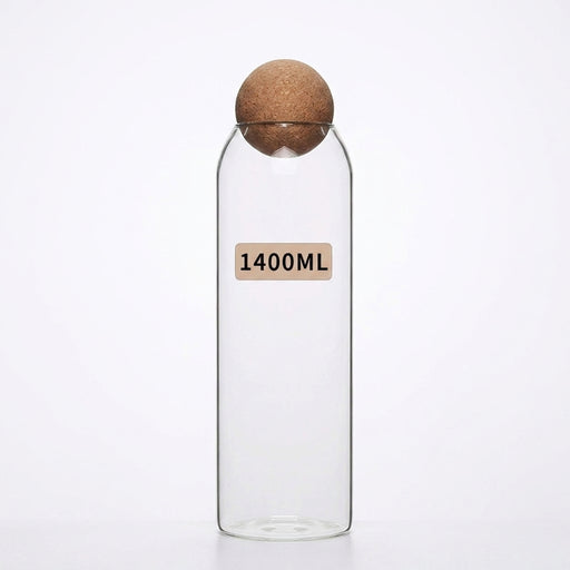 Hand‑blown Glass Storage Jars with Ball Cork Stopper — Transparent Kitchen Organiser for Tea, Spices & Nuts